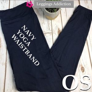 Butter Soft Solid Navy Yoga Waistband Leggings NWT